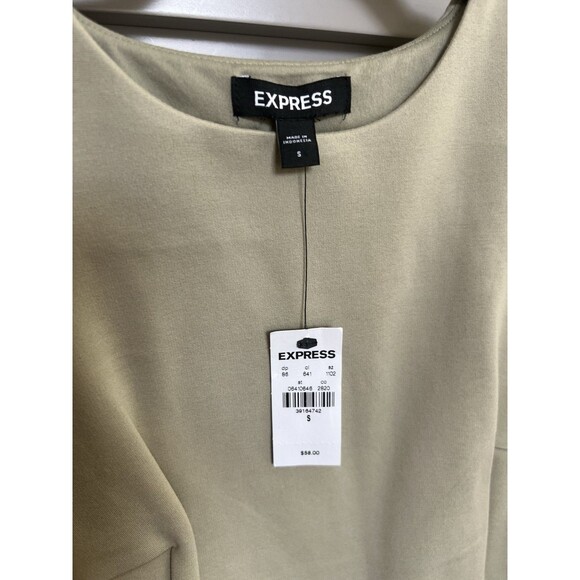 Express Women’s Peplum Sleeveless Shirt Light Sage Green Size Small New With Tag - Picture 3 of 4